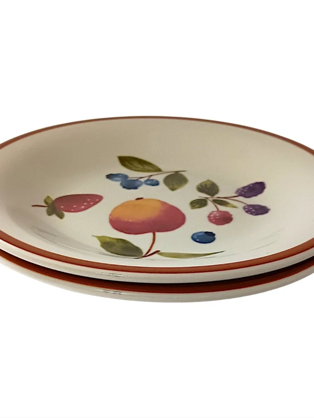 2 Longaberger Fruit Medley Plates Bread Berry Lunch Stoneware‎ Farmhouse Rustic